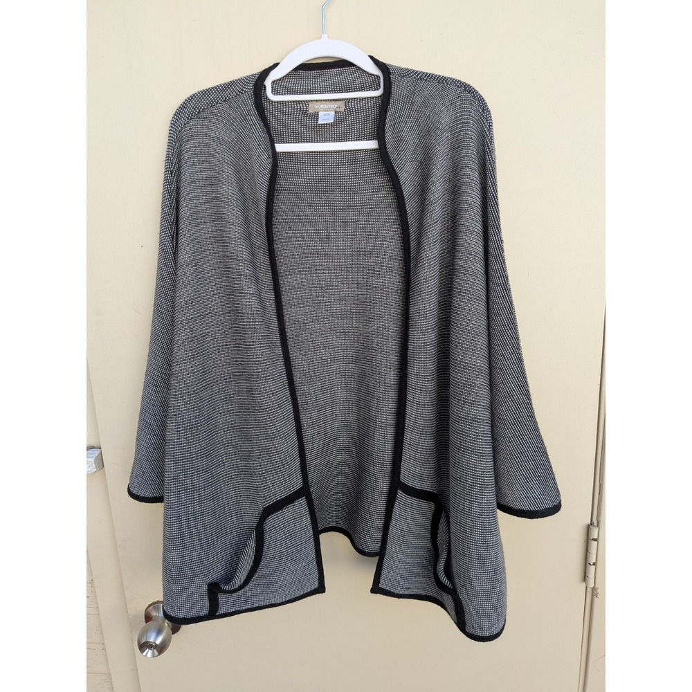 Nordstrom Knit Cape Poncho Cardigan Black White One Size